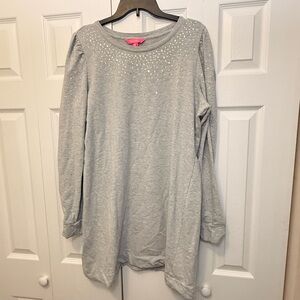 Lilly Pulitzer Gray Rhinestone Embellished Sweatshirt Dress Size XXL